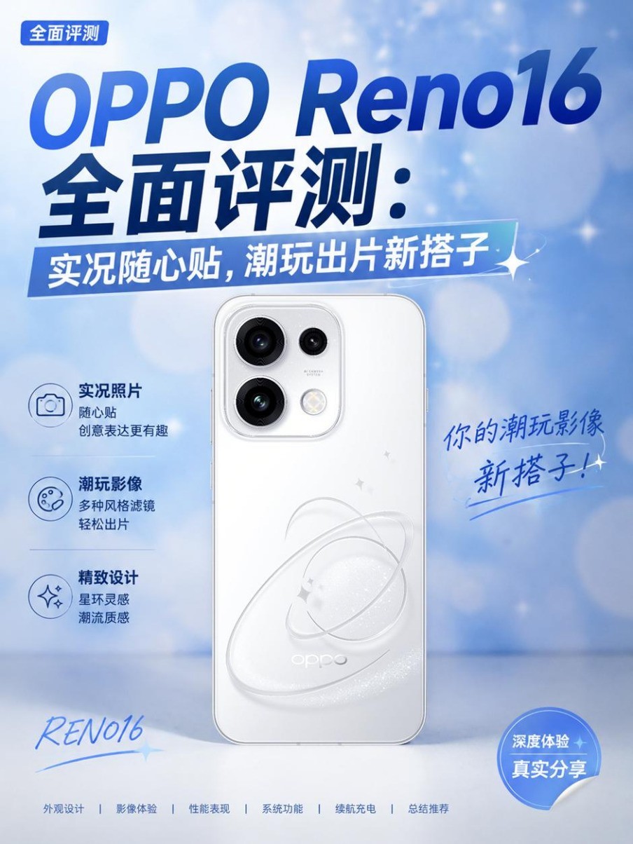 OPPO Reno16全面评测：实况随心贴，潮玩出片新搭子